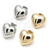 Arete Dormilona 02.163.0325 Oro Laminado, Diseño de Corazón, Pulido, Tono Dorado