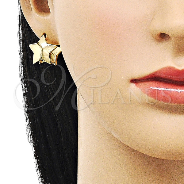 Argolla Huggie 02.163.0326.14 Oro Laminado, Diseño de Estrella, Pulido, Tono Dorado