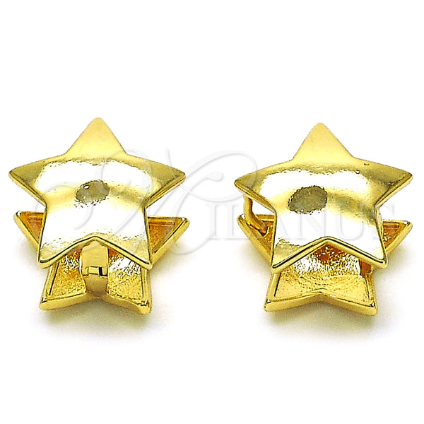 Argolla Huggie 02.163.0326.14 Oro Laminado, Diseño de Estrella, Pulido, Tono Dorado