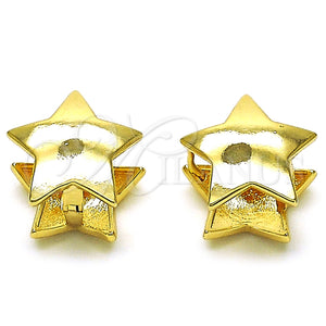 Argolla Huggie 02.163.0326.14 Oro Laminado, Diseño de Estrella, Pulido, Tono Dorado