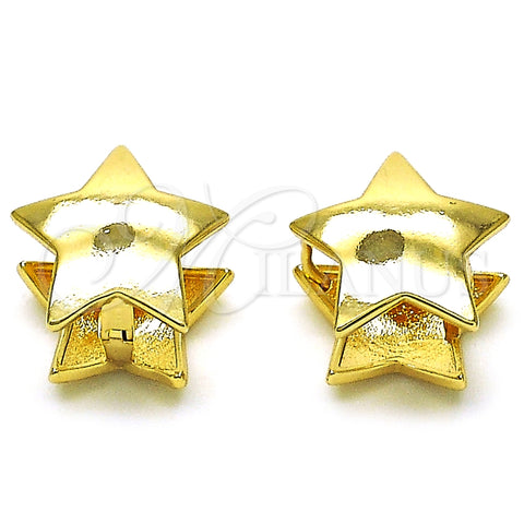 Argolla Huggie 02.163.0326.14 Oro Laminado, Diseño de Estrella, Pulido, Tono Dorado