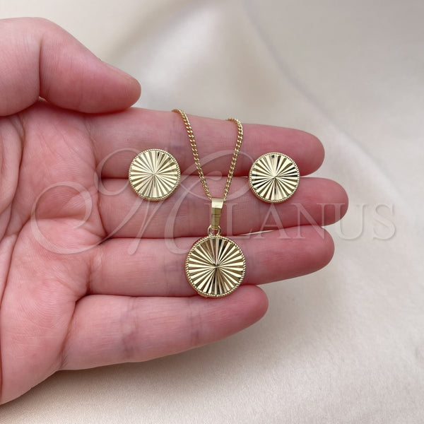 Juego de Arete y Dije de Adulto 10.413.0003 Oro Laminado, Diamantado, Tono Dorado