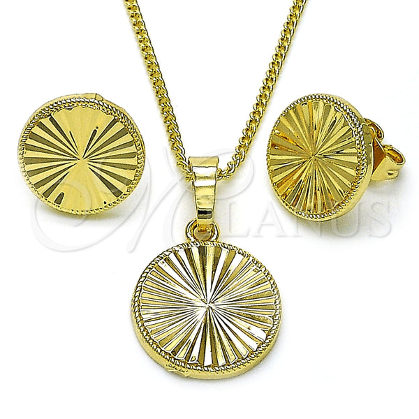 Juego de Arete y Dije de Adulto 10.413.0003 Oro Laminado, Diamantado, Tono Dorado