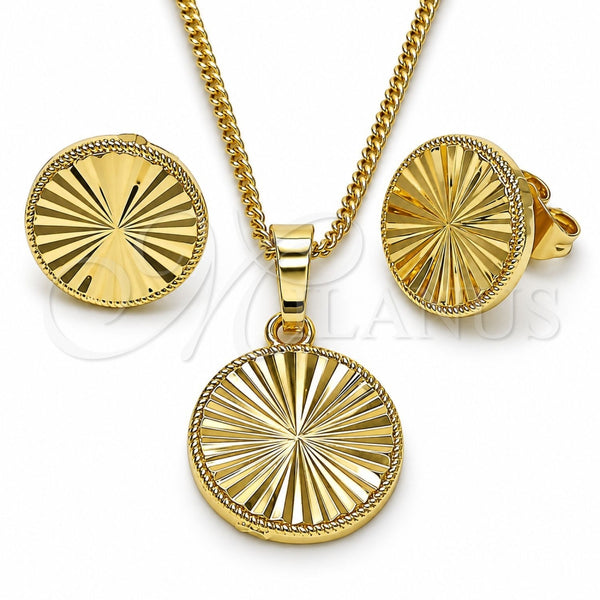 Juego de Arete y Dije de Adulto 10.413.0003 Oro Laminado, Diamantado, Tono Dorado