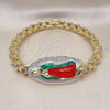 Pulsera Elegante 03.411.0018.08 Oro Laminado, Diseño de Guadalupe, Diamantado, Tres Tonos (08 MM Thickness, 8 Inches Length)