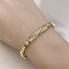 Pulsera Elegante 03.283.0399.07 Oro Laminado, Diseño de Bambu y Llave Griega, con Blanca Zirconia Cubica, Pulido, Tono Dorado (05 MM Thickness, 7 Inches Length)