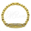 Pulsera Elegante 03.283.0399.07 Oro Laminado, Diseño de Bambu y Llave Griega, con Blanca Zirconia Cubica, Pulido, Tono Dorado (05 MM Thickness, 7 Inches Length)