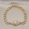 Pulsera Elegante 03.283.0400.07 Oro Laminado, Diseño de Llave Griega y Gota, con Blanca Zirconia Cubica, Pulido, Tono Dorado (06 MM Thickness, 7 Inches Length)