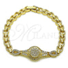 Pulsera Elegante 03.283.0400.07 Oro Laminado, Diseño de Llave Griega y Gota, con Blanca Zirconia Cubica, Pulido, Tono Dorado (06 MM Thickness, 7 Inches Length)