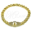 Pulsera Elegante 03.283.0401.07 Oro Laminado, Diseño de Guadalupe, con Blanca Zirconia Cubica, Pulido, Tono Dorado (06 MM Thickness, 7 Inches Length)