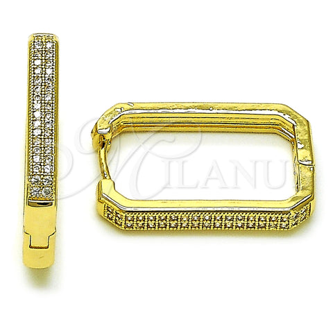 Argolla Huggie 02.283.0121.18 Oro Laminado, con Micro Pave Blanca, Pulido, Tono Dorado
