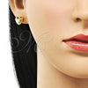 Arete Dormilona 02.341.0210 Oro Laminado, Diseño de Corazón y Hueco, Pulido, Tono Dorado