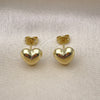 Arete Dormilona 02.341.0210 Oro Laminado, Diseño de Corazón y Hueco, Pulido, Tono Dorado