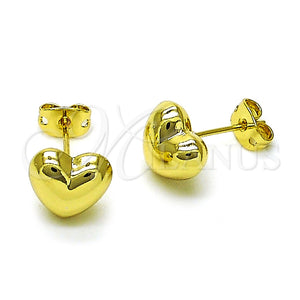 Arete Dormilona 02.341.0210 Oro Laminado, Diseño de Corazón y Hueco, Pulido, Tono Dorado