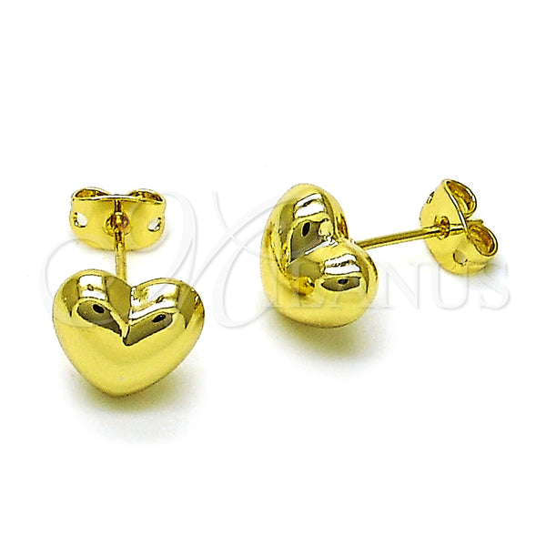 Arete Dormilona 02.341.0210 Oro Laminado, Diseño de Corazón y Hueco, Pulido, Tono Dorado