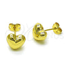 Arete Dormilona 02.341.0210 Oro Laminado, Diseño de Corazón y Hueco, Pulido, Tono Dorado