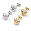Arete Dormilona 02.341.0210 Oro Laminado, Diseño de Corazón y Hueco, Pulido, Tono Dorado