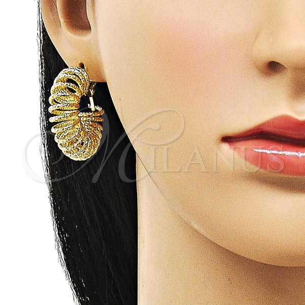 Argolla Mediana 02.213.0677.30 Oro Laminado, Diseño de Espiral y Torcido, Diamantado, Tono Dorado