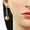 Arete Largo 02.213.0684 Oro Laminado, Diseño de Bola, Pulido, Tono Dorado