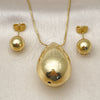 Juego de Arete y Dije de Adulto 10.417.0010 Oro Laminado, Diseño de Gota y Bola, Pulido, Tono Dorado