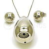 Juego de Arete y Dije de Adulto 10.417.0011 Rodio Laminado, Diseño de Gota y Bola, Pulido, Rodinado
