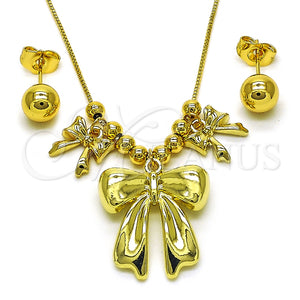 Collar y Dije 06.417.0008 Oro Laminado, Diseño de Arco y Bola, Pulido, Tono Dorado