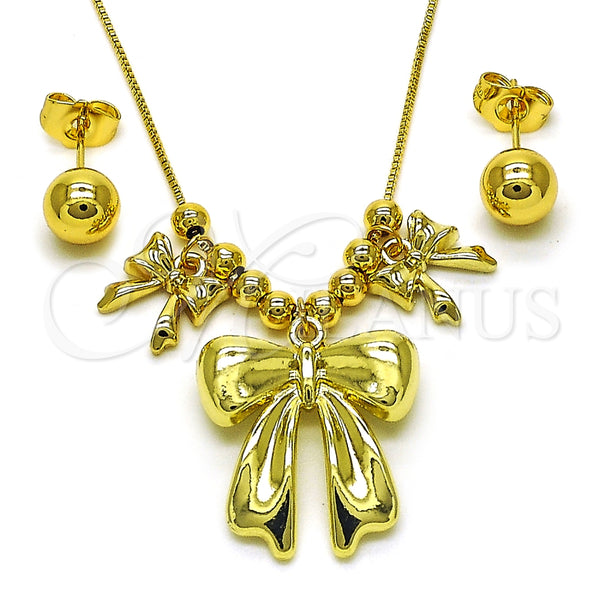 Collar y Dije 06.417.0008 Oro Laminado, Diseño de Arco y Bola, Pulido, Tono Dorado