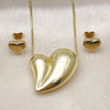 Collar y Dije 06.417.0010 Oro Laminado, Diseño de Corazón y Hueco, Pulido, Tono Dorado