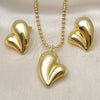 Collar y Dije 06.417.0011 Oro Laminado, Diseño de Corazón y Hueco, Pulido, Tono Dorado