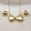 Collar y Dije 06.417.0012 Oro Laminado, Diseño de Corazón y Box, Pulido, Tono Dorado