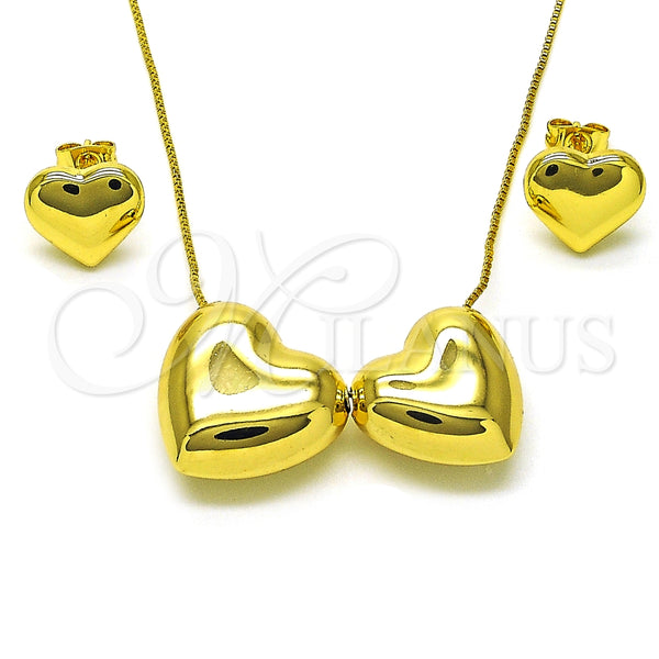 Collar y Dije 06.417.0012 Oro Laminado, Diseño de Corazón y Box, Pulido, Tono Dorado