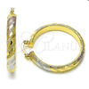 Argolla Mediana 02.170.0185.1.40 Oro Laminado, Diseño de Hueco, Diamantado, Tres Tonos