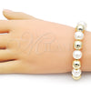 Pulsera Bolo Ajustable 03.417.0003.11 Oro Laminado, Diseño de Bola y Cola de Raton, con Marfil Perla, Pulido, Tono Dorado (12 MM Thickness, 11 Inches Length)
