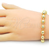 Pulsera Bolo Ajustable 03.417.0005.11 Oro Laminado, Diseño de Bola y Box, con Blanca Zirconia Cubica, Pulido, Tono Dorado (08 MM Thickness, 11 Inches Length)