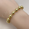 Pulsera Bolo Ajustable 03.417.0005.11 Oro Laminado, Diseño de Bola y Box, con Blanca Zirconia Cubica, Pulido, Tono Dorado (08 MM Thickness, 11 Inches Length)