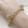 Pulsera de Dije 03.331.0301.08 Oro Laminado, Diseño de Rolo, Diamantado, Tono Dorado (09 MM Thickness, 8 Inches Length)