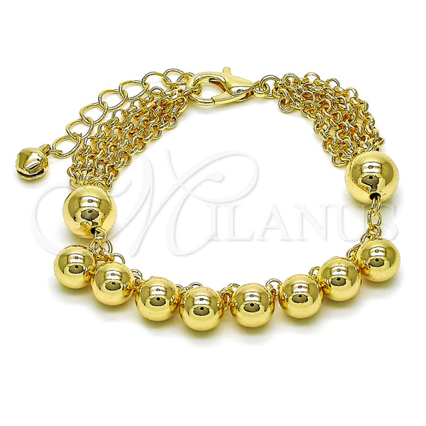Pulsera Elegante 03.331.0302.08 Oro Laminado, Diseño de Bola y Rolo, Pulido, Tono Dorado (15 MM Thickness, 8 Inches Length)