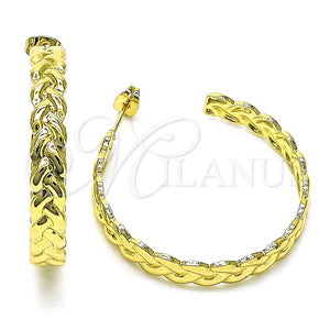 Argolla Mediana 02.213.0687.40 Oro Laminado, Diseño de Torcido, Pulido, Tono Dorado