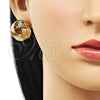 Arete Dormilona 02.213.0691 Oro Laminado, Diseño de Nudo, Diamantado, Tono Dorado