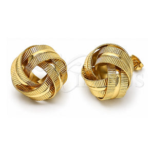 Arete Dormilona 02.213.0691 Oro Laminado, Diseño de Nudo, Diamantado, Tono Dorado