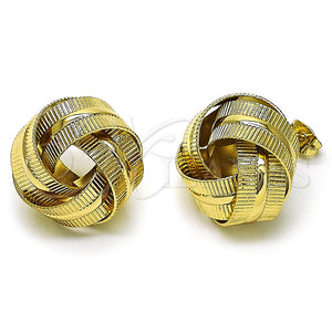 Arete Dormilona 02.213.0691 Oro Laminado, Diseño de Nudo, Diamantado, Tono Dorado