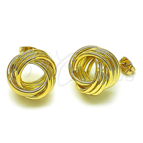 Arete Dormilona 02.213.0692 Oro Laminado, Diseño de Nudo, Pulido, Tono Dorado