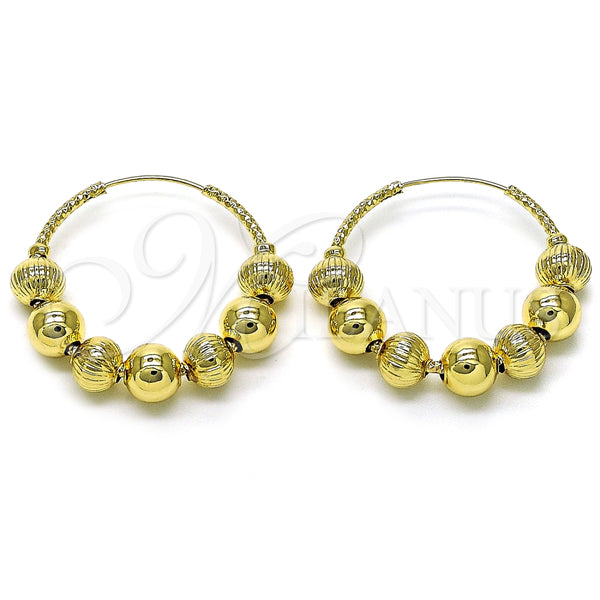 Argolla Mediana 02.170.0413.1.35 Oro Laminado, Diseño de Bola y Hueco, Diamantado, Tono Dorado