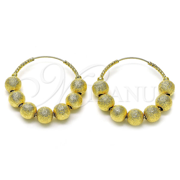 Argolla Mediana 02.170.0463.35 Oro Laminado, Diseño de Bola y Hueco, Mate, Tono Dorado