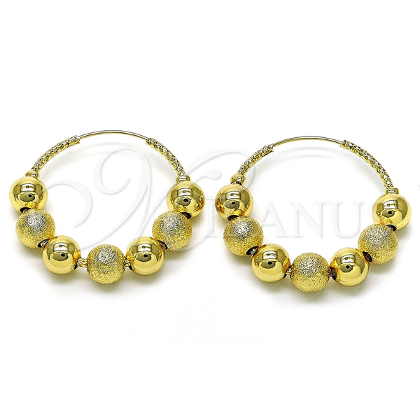 Argolla Mediana 02.170.0464.35 Oro Laminado, Diseño de Bola y Hueco, Mate, Tono Dorado