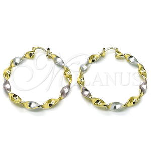 Argolla Grande 02.170.0466.50 Oro Laminado, Diseño de Torcido, Pulido, Tres Tonos