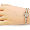 Pulsera Elegante 03.283.0403.07 Oro Laminado, Diseño de Guadalupe y Estrella, con Blanca Zirconia Cubica, Pulido, Tono Dorado (06 MM Thickness, 7 Inches Length)