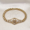 Pulsera Elegante 03.283.0403.07 Oro Laminado, Diseño de Guadalupe y Estrella, con Blanca Zirconia Cubica, Pulido, Tono Dorado (06 MM Thickness, 7 Inches Length)
