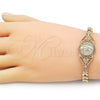Pulsera Elegante 03.283.0404.07 Oro Laminado, Diseño de Guadalupe y Mariposa, con Blanca Zirconia Cubica, Pulido, Tono Dorado (06 MM Thickness, 7 Inches Length)