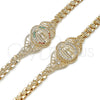 Pulsera Elegante 03.283.0404.07 Oro Laminado, Diseño de Guadalupe y Mariposa, con Blanca Zirconia Cubica, Pulido, Tono Dorado (06 MM Thickness, 7 Inches Length)